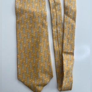 3 for $21 -EUC - Banana Republic silk necktie.  Yellow w/lighthouses & seagulls.